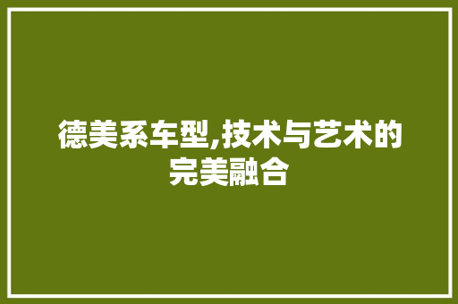德美系车型,技术与艺术的完美融合