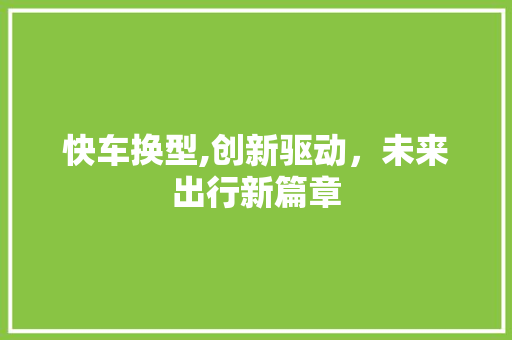 快车换型,创新驱动，未来出行新篇章
