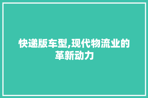 快递版车型,现代物流业的革新动力