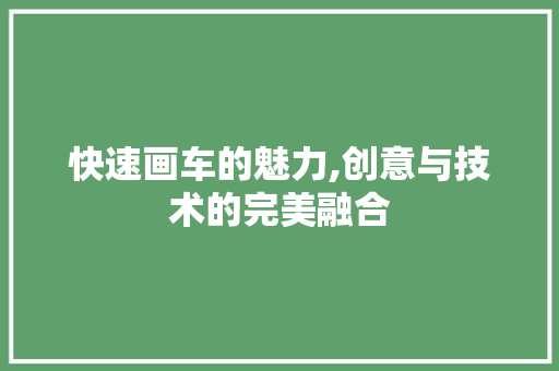 快速画车的魅力,创意与技术的完美融合