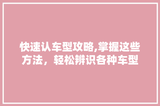 快速认车型攻略,掌握这些方法，轻松辨识各种车型 蓄电池配件