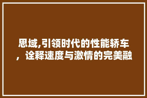 思域,引领时代的性能轿车，诠释速度与激情的完美融合