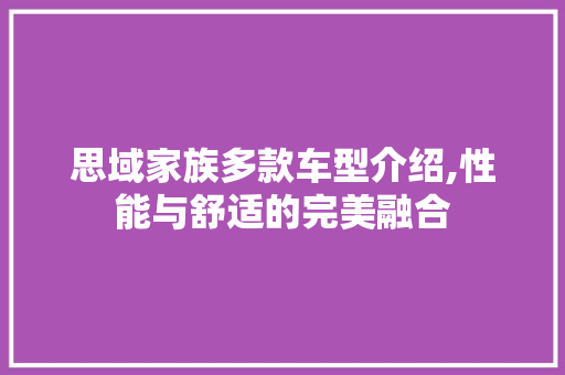 思域家族多款车型介绍,性能与舒适的完美融合