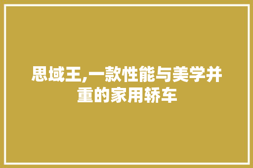 思域王,一款性能与美学并重的家用轿车