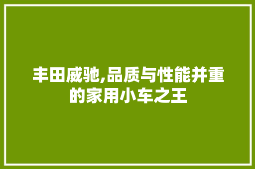 丰田威驰,品质与性能并重的家用小车之王