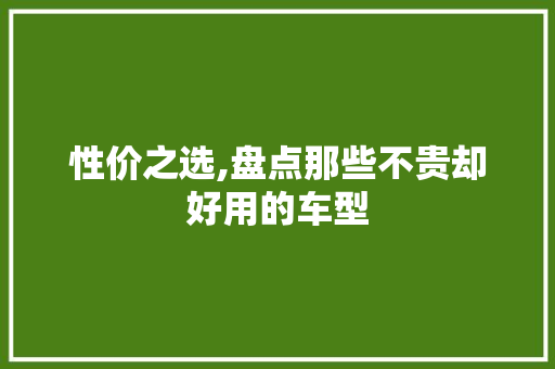 性价之选,盘点那些不贵却好用的车型