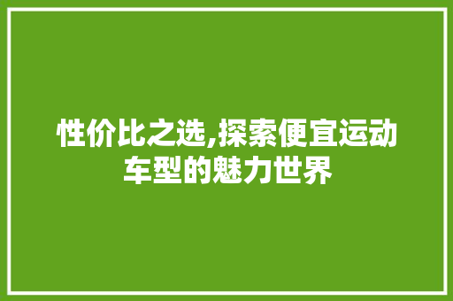 性价比之选,探索便宜运动车型的魅力世界