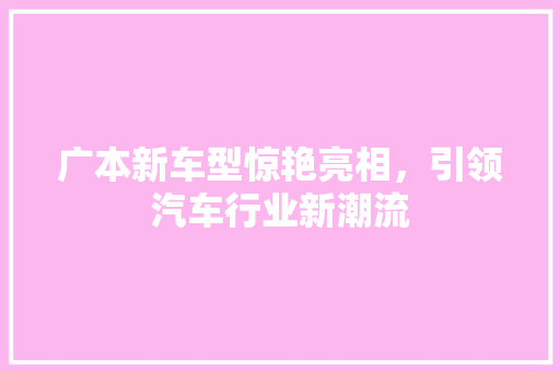 广本新车型惊艳亮相，引领汽车行业新潮流