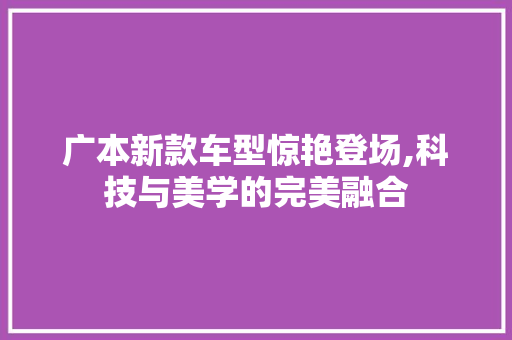 广本新款车型惊艳登场,科技与美学的完美融合