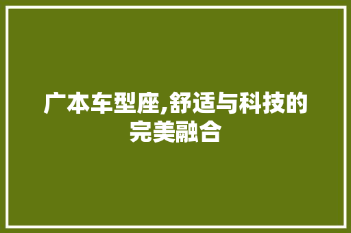 广本车型座,舒适与科技的完美融合