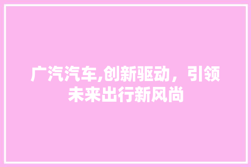 广汽汽车,创新驱动，引领未来出行新风尚