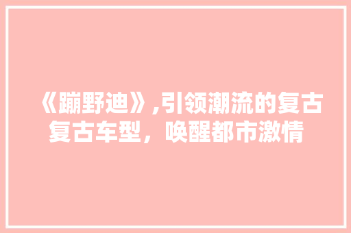 《蹦野迪》,引领潮流的复古复古车型，唤醒都市激情