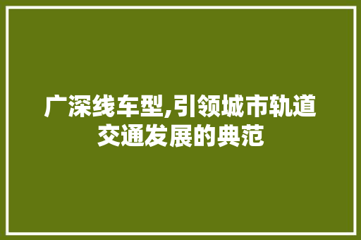 广深线车型,引领城市轨道交通发展的典范