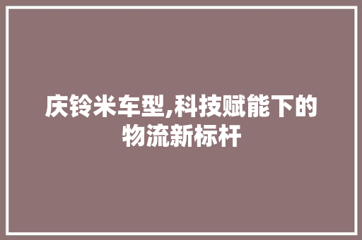 庆铃米车型,科技赋能下的物流新标杆