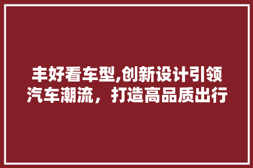丰好看车型,创新设计引领汽车潮流，打造高品质出行体验