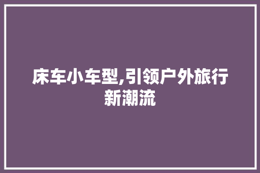 床车小车型,引领户外旅行新潮流