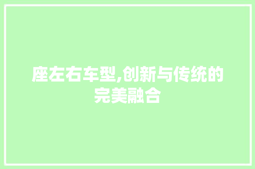 座左右车型,创新与传统的完美融合