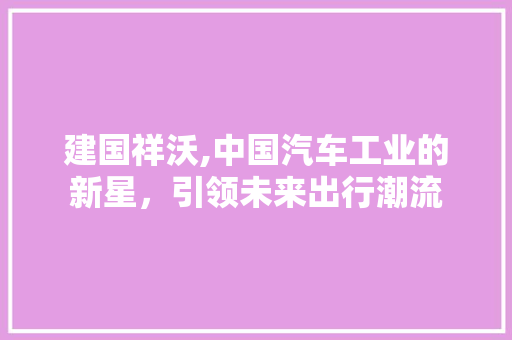 建国祥沃,中国汽车工业的新星，引领未来出行潮流