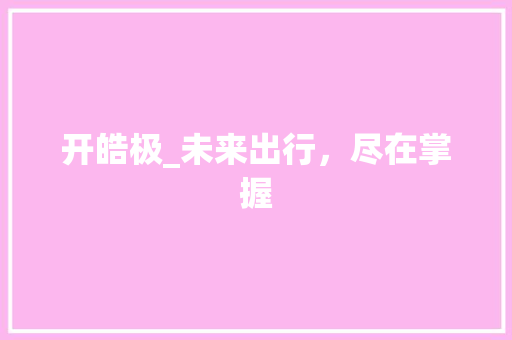开皓极_未来出行，尽在掌握 新能源汽车