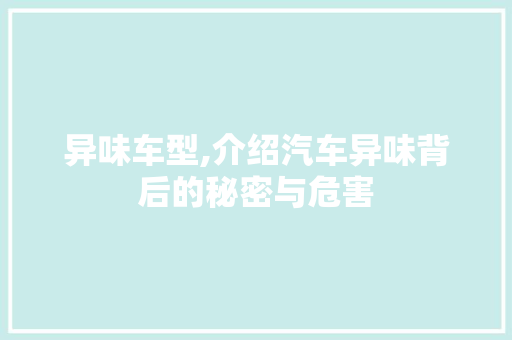 异味车型,介绍汽车异味背后的秘密与危害 汽车配件
