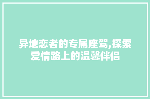 异地恋者的专属座驾,探索爱情路上的温馨伴侣