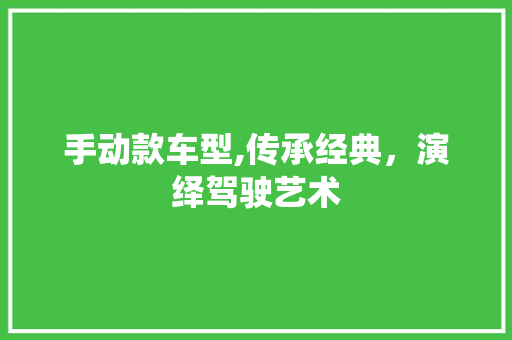 手动款车型,传承经典，演绎驾驶艺术