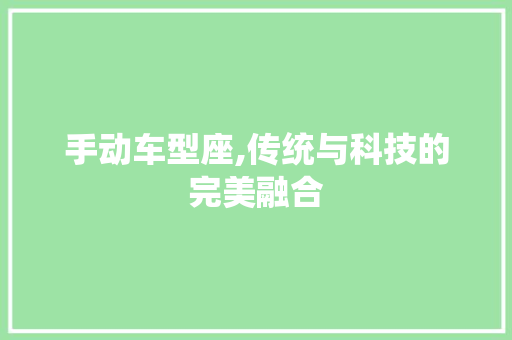 手动车型座,传统与科技的完美融合