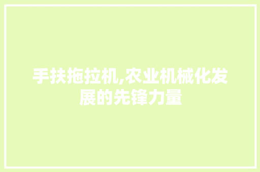 手扶拖拉机,农业机械化发展的先锋力量