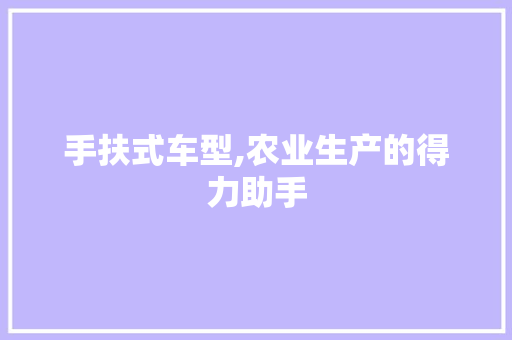 手扶式车型,农业生产的得力助手