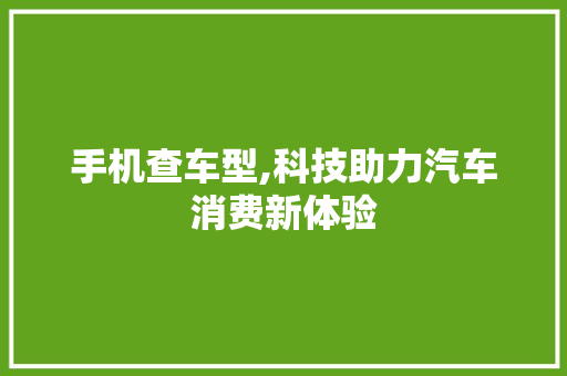 手机查车型,科技助力汽车消费新体验