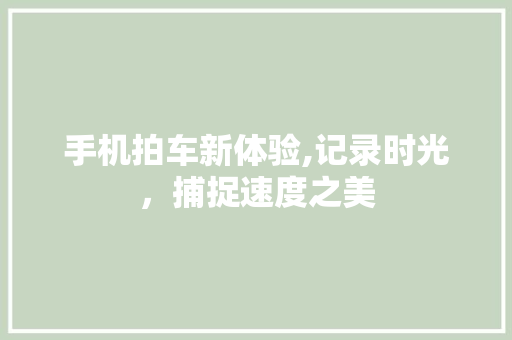 手机拍车新体验,记录时光，捕捉速度之美