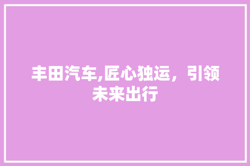 丰田汽车,匠心独运，引领未来出行