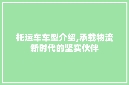 托运车车型介绍,承载物流新时代的坚实伙伴
