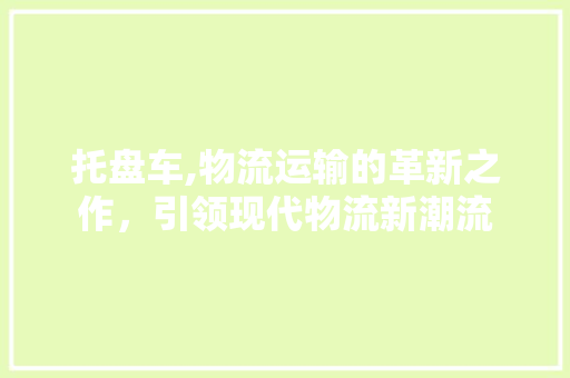 托盘车,物流运输的革新之作，引领现代物流新潮流