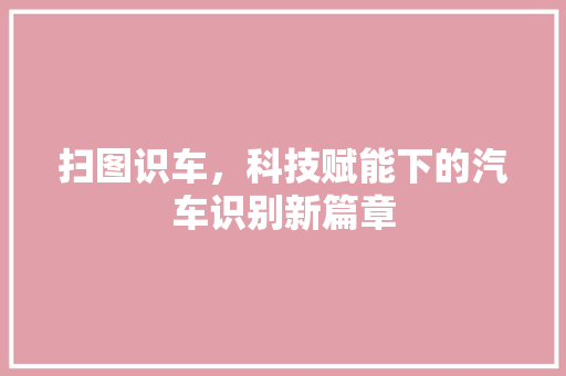 扫图识车，科技赋能下的汽车识别新篇章 车身配件
