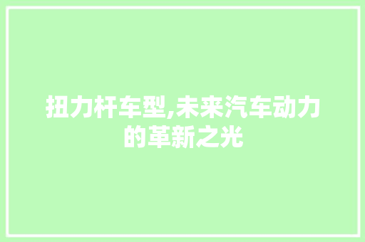 扭力杆车型,未来汽车动力的革新之光