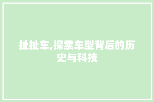 扯扯车,探索车型背后的历史与科技