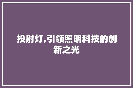 投射灯,引领照明科技的创新之光
