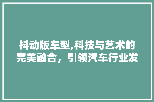 抖动版车型,科技与艺术的完美融合，引领汽车行业发展新潮流