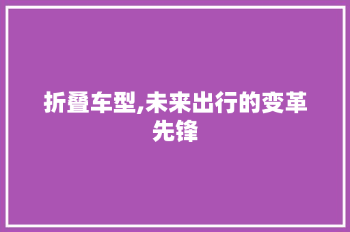 折叠车型,未来出行的变革先锋