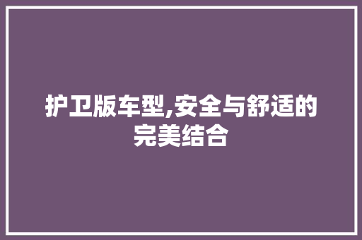 护卫版车型,安全与舒适的完美结合