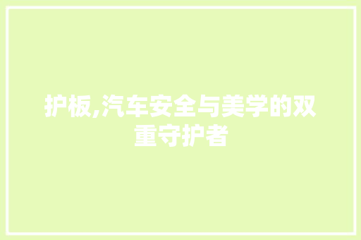 护板,汽车安全与美学的双重守护者