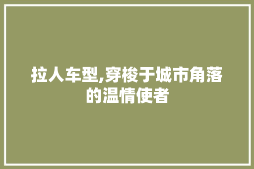 拉人车型,穿梭于城市角落的温情使者