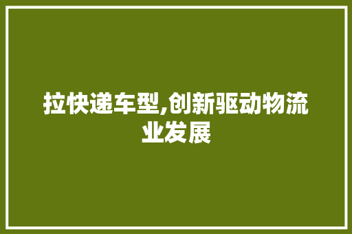 拉快递车型,创新驱动物流业发展