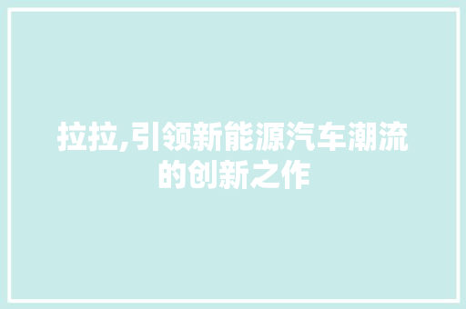 拉拉,引领新能源汽车潮流的创新之作