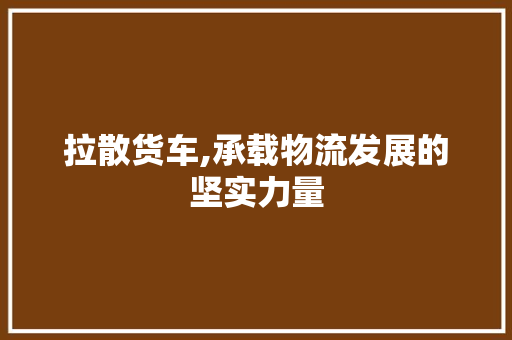 拉散货车,承载物流发展的坚实力量