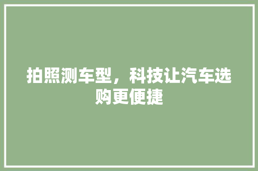 拍照测车型，科技让汽车选购更便捷