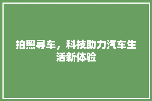 拍照寻车，科技助力汽车生活新体验