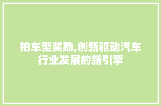 拍车型奖励,创新驱动汽车行业发展的新引擎
