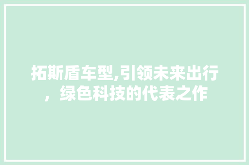 拓斯盾车型,引领未来出行，绿色科技的代表之作
